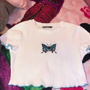 Blue butterfly crop from shein it’s really cute